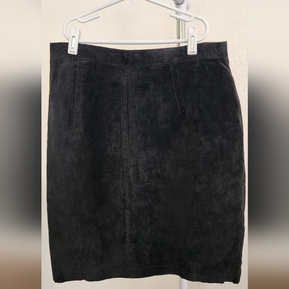 Hunt Club Black Leather Midi Skirt size 14